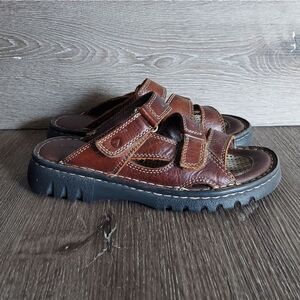 Vintage Airwalk Brown Leather Chunky Platform Sandals Size 6.5W